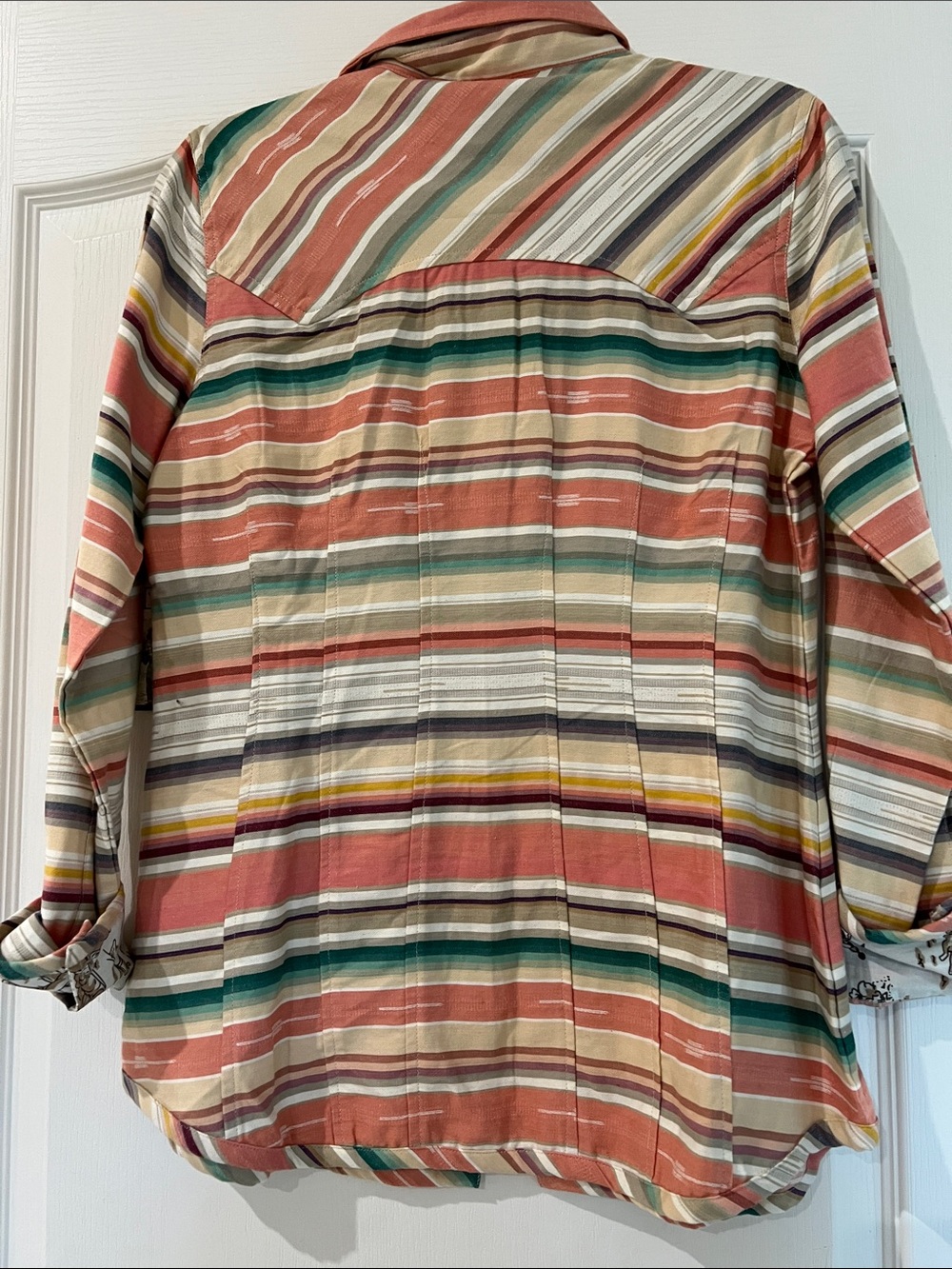 Tasha Polizzi Kids Multi-Stripe Western Shirt - Coral, Teal & Cream - Picture 9 of 10